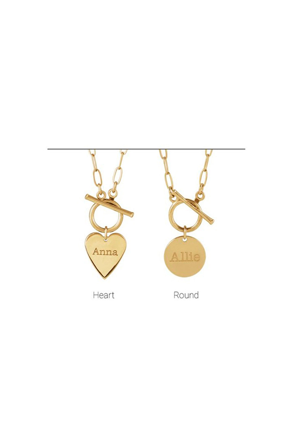 Engravable Heart Toggle Necklace
