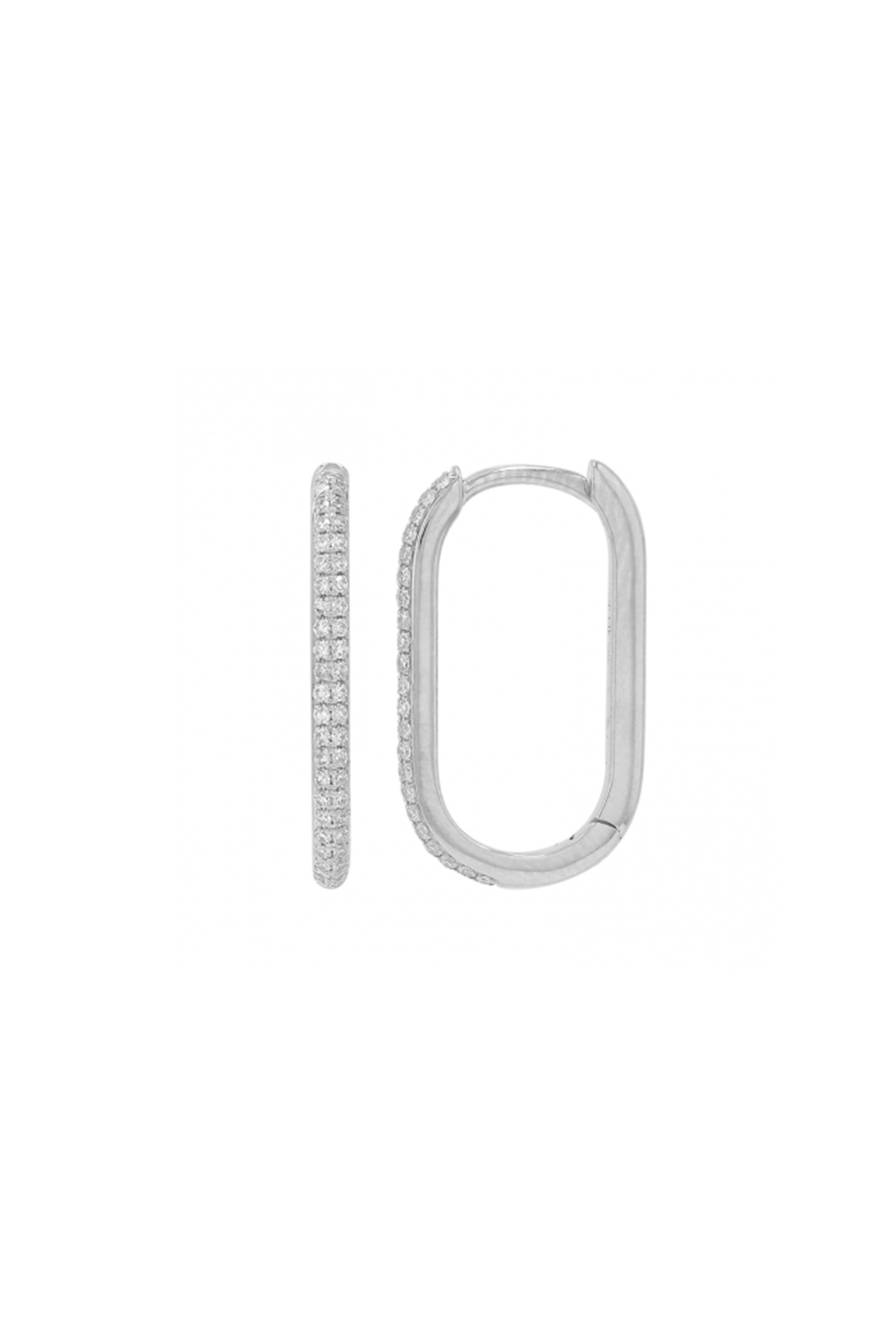 Rectangle Diamomd Huggie Earrings Two Rows Main image