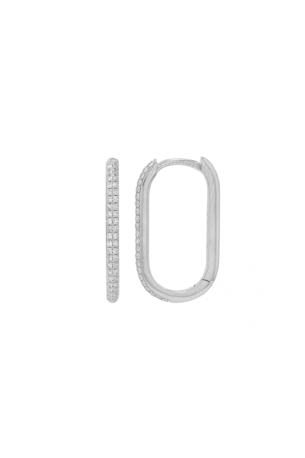 Rectangle Diamomd Huggie Earrings Two Rows