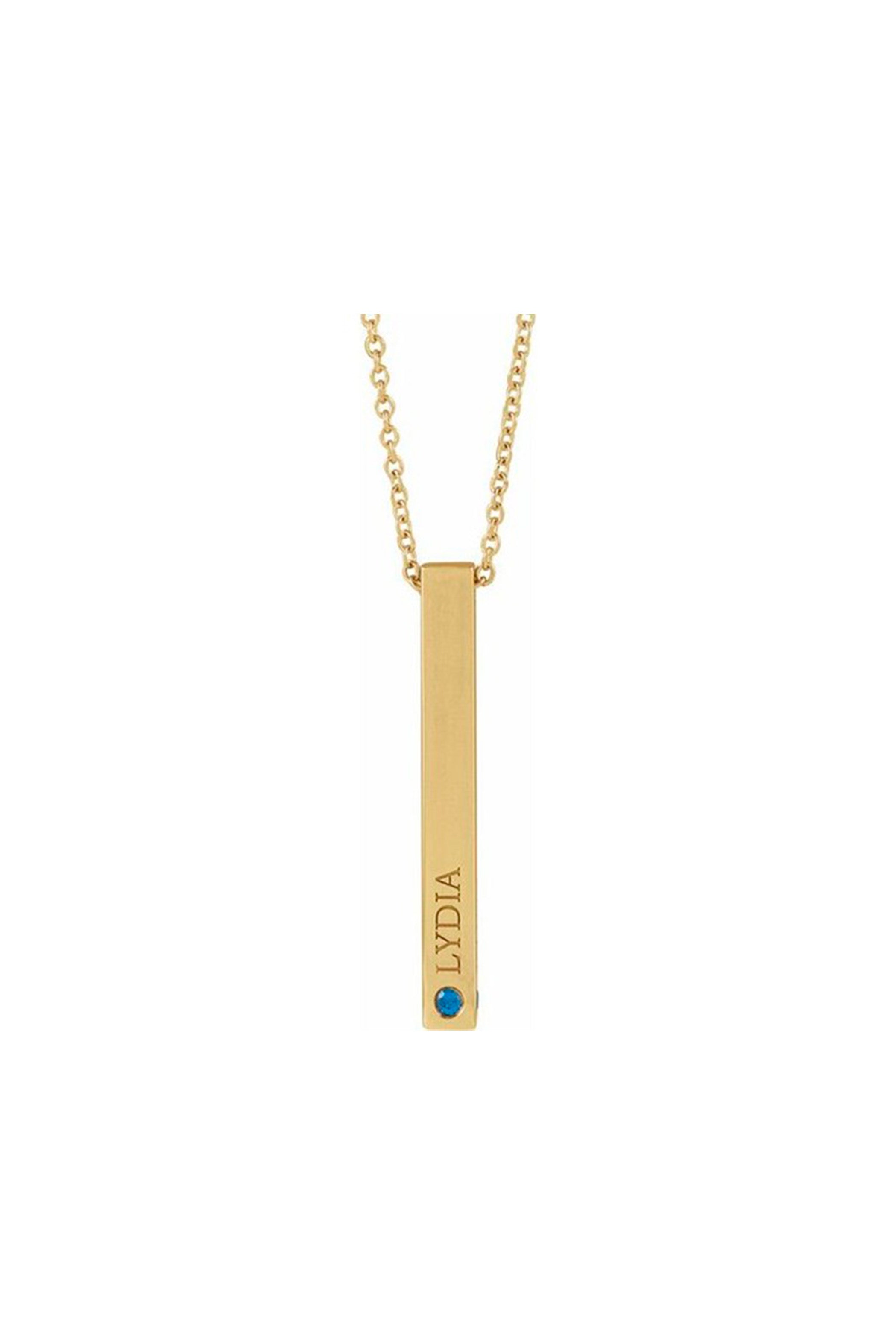 Round 3-Stone Engravable 4-Sided Bar Necklace Mounting
