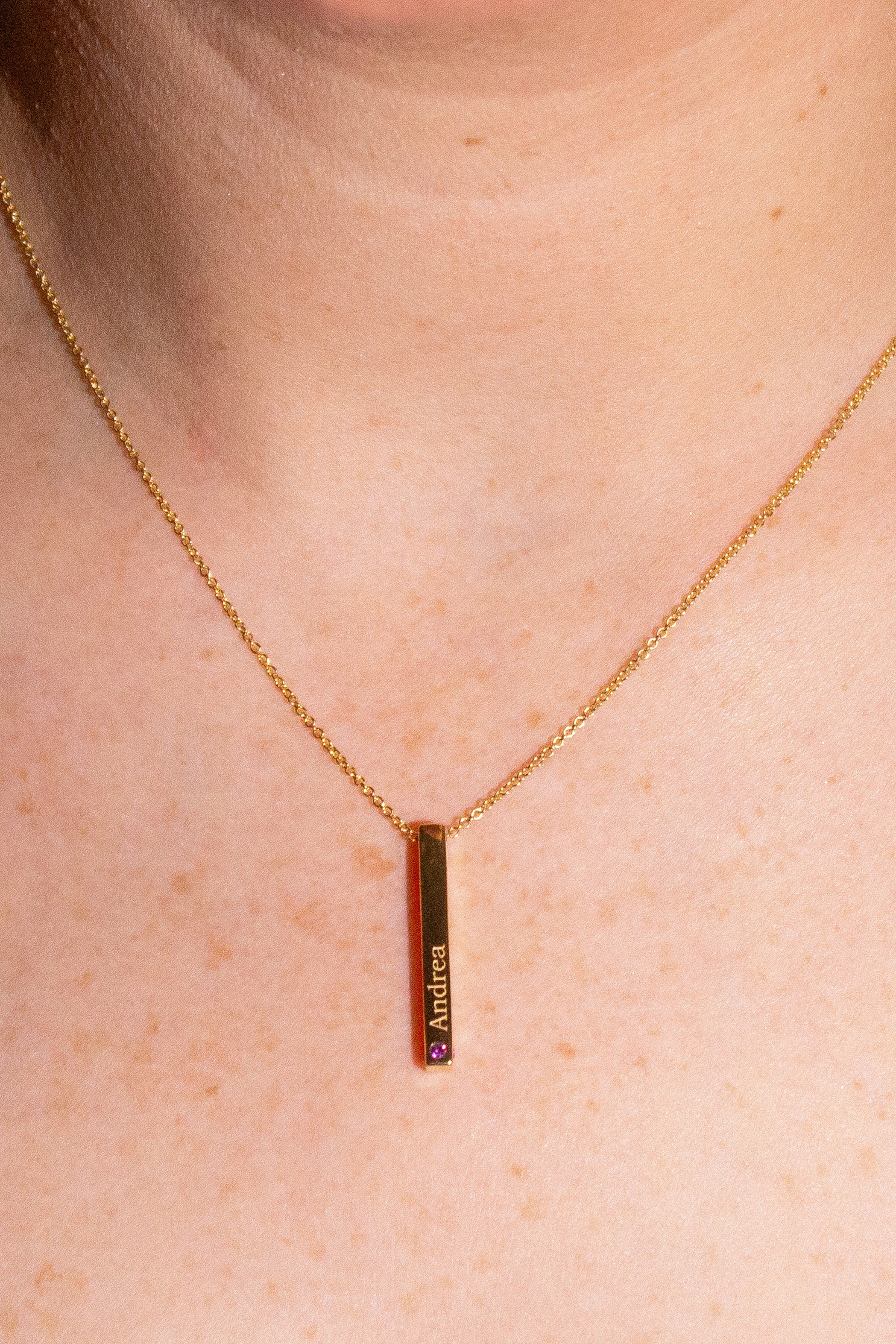 Round 3-Stone Engravable 4-Sided Bar Necklace Mounting