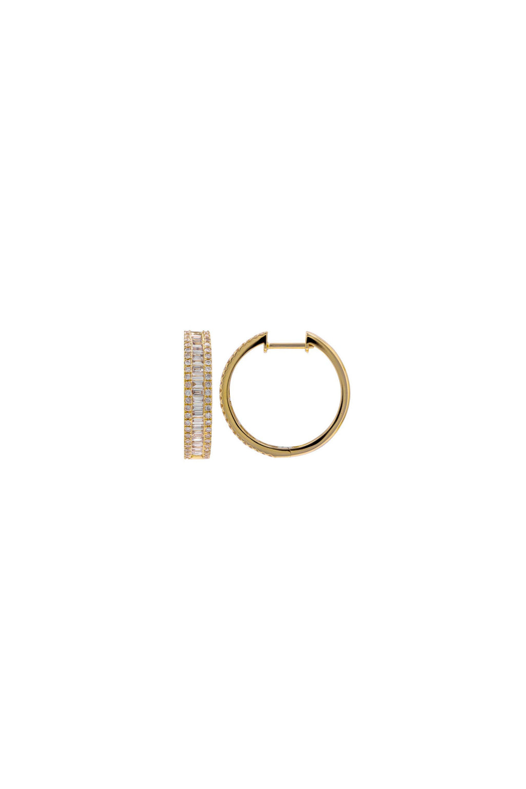 Baguette & Diamond Hoop Earrings