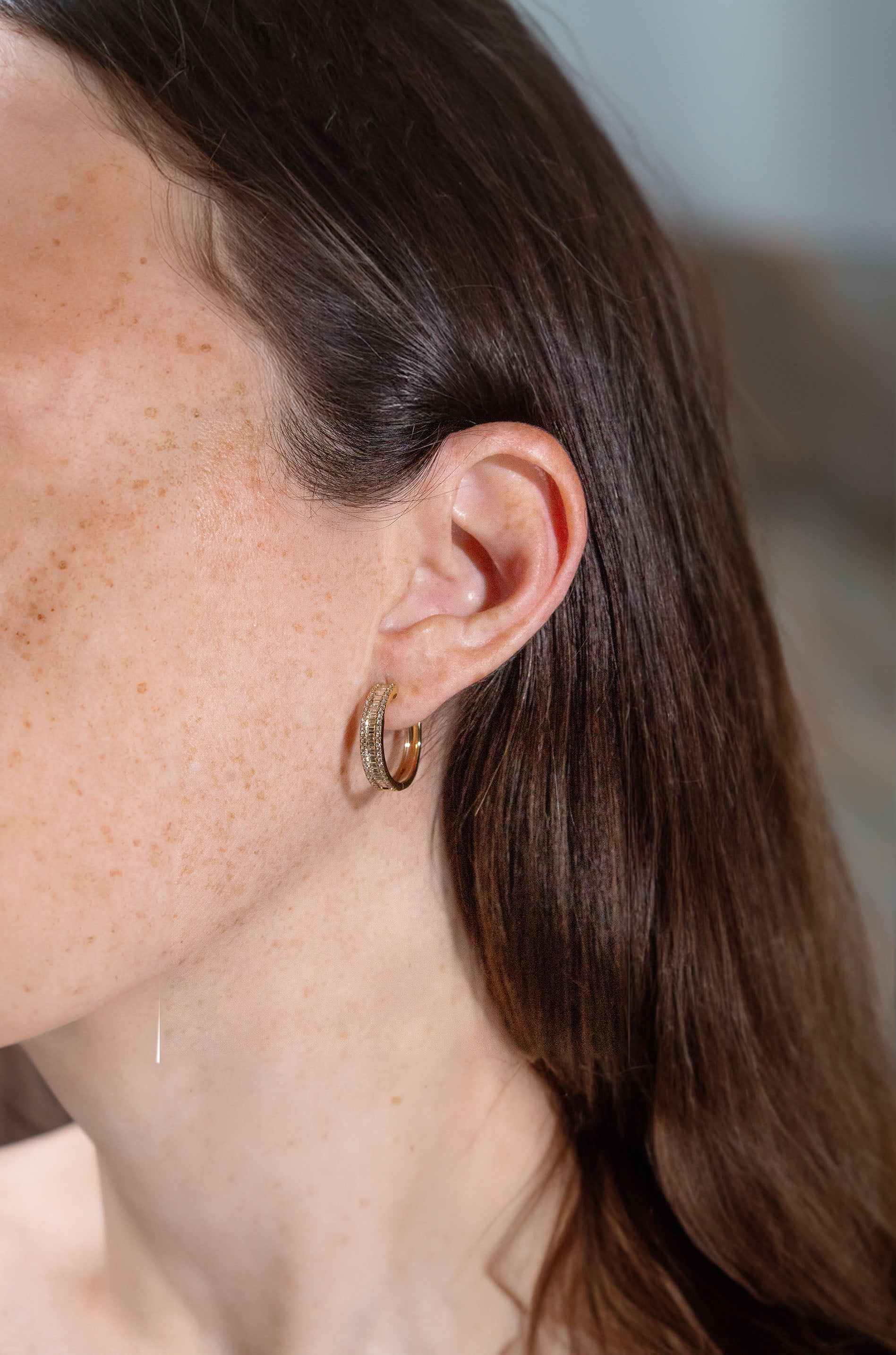 Baguette & Diamond Hoop Earrings