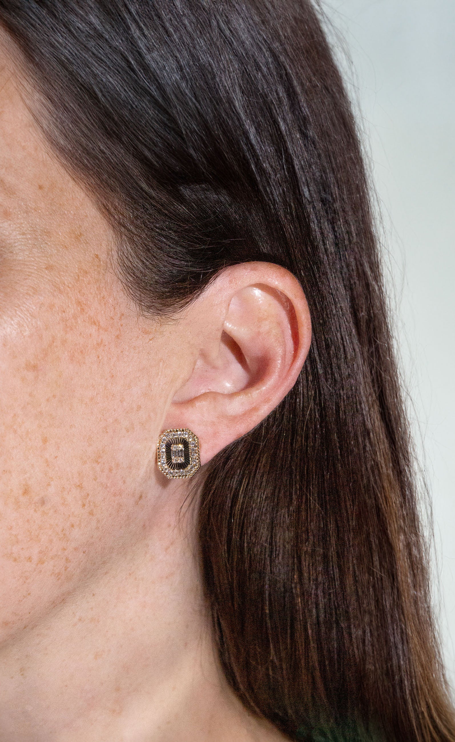 Fluted Diamond Stud Earrings Secondary image