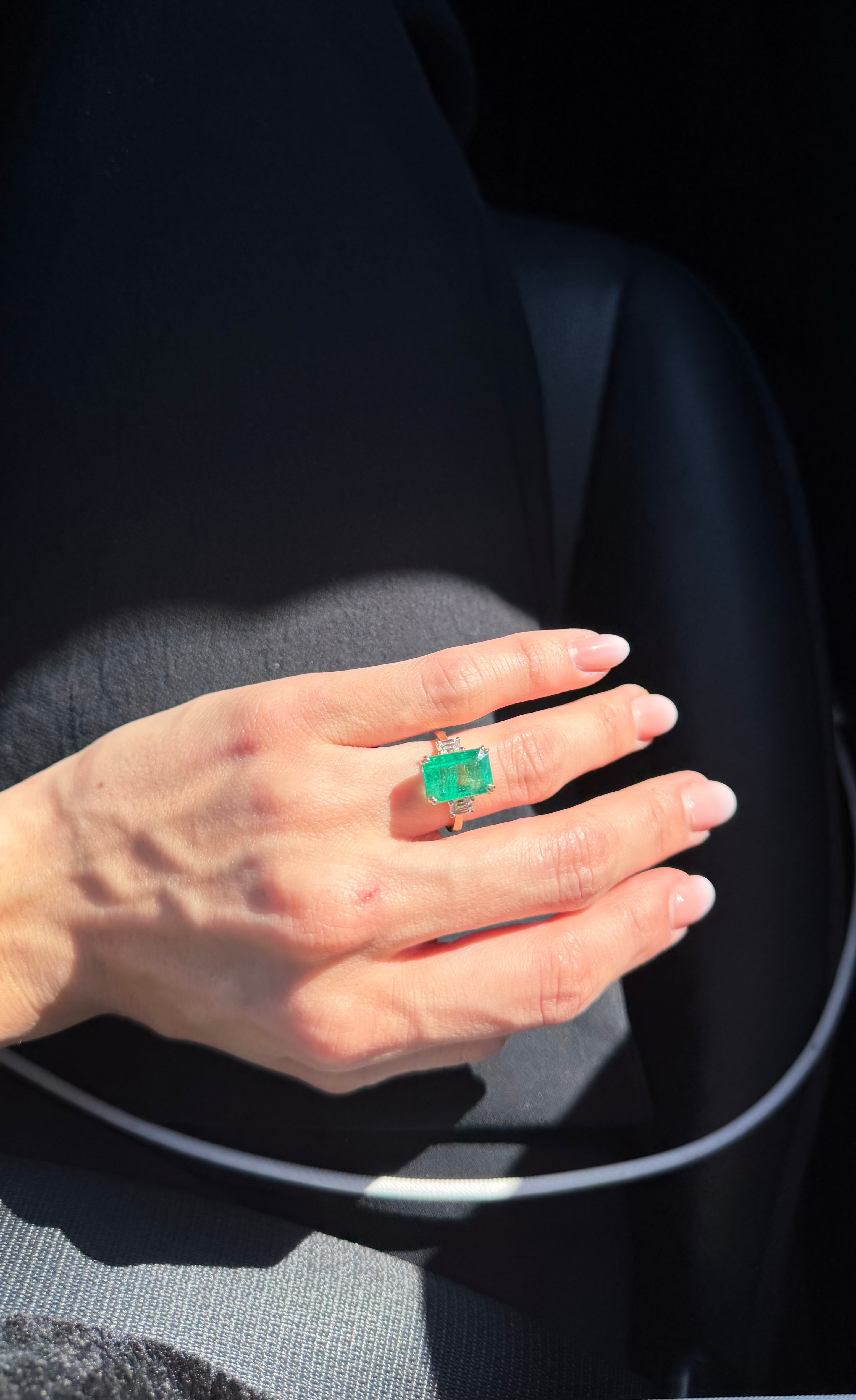 Stepcut Emerald with Diamond Side Stones Secondary image