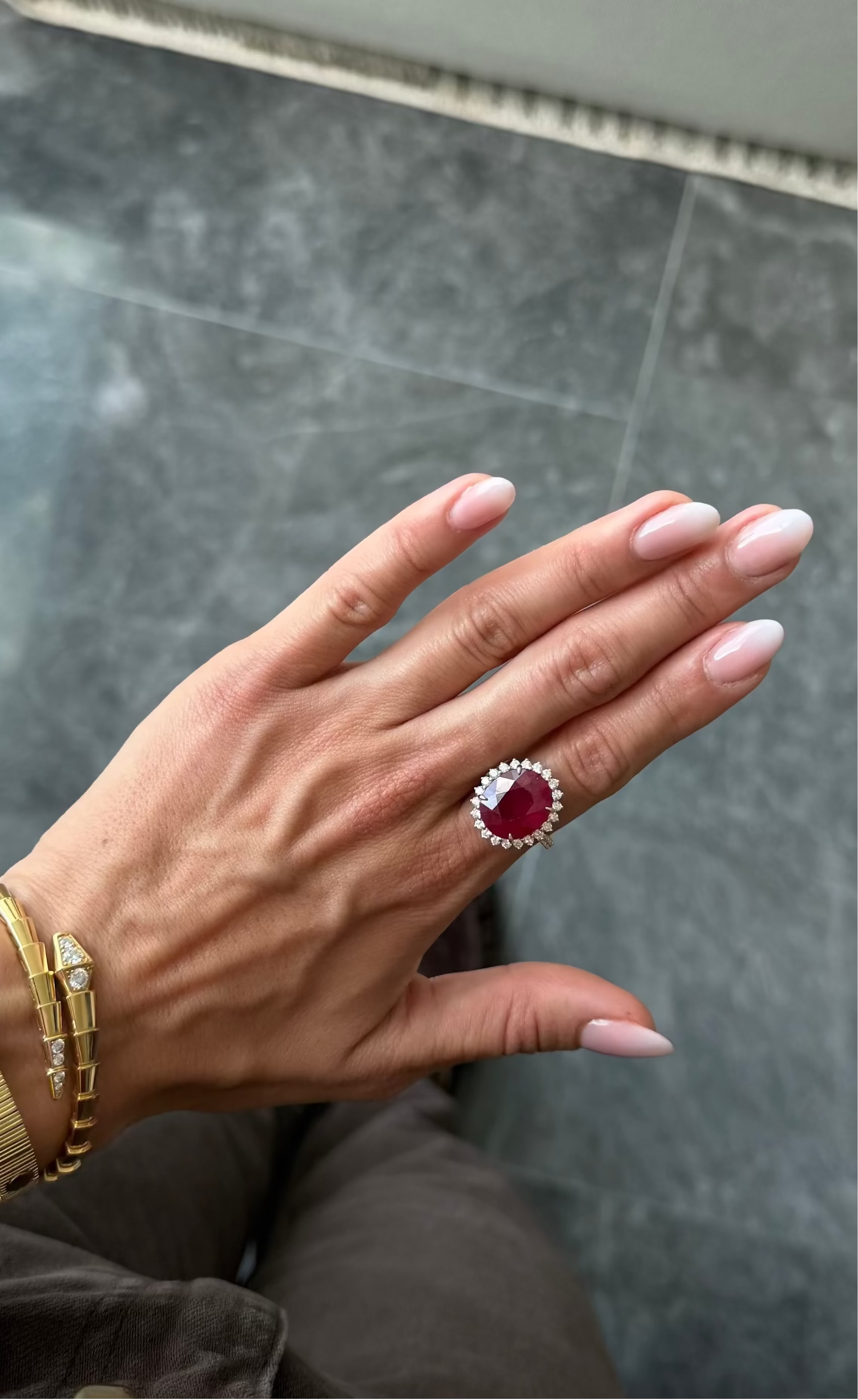 Halo Oval Ruby Ring Secondary image