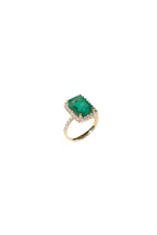 Halo Stepcut Emerald Ring
