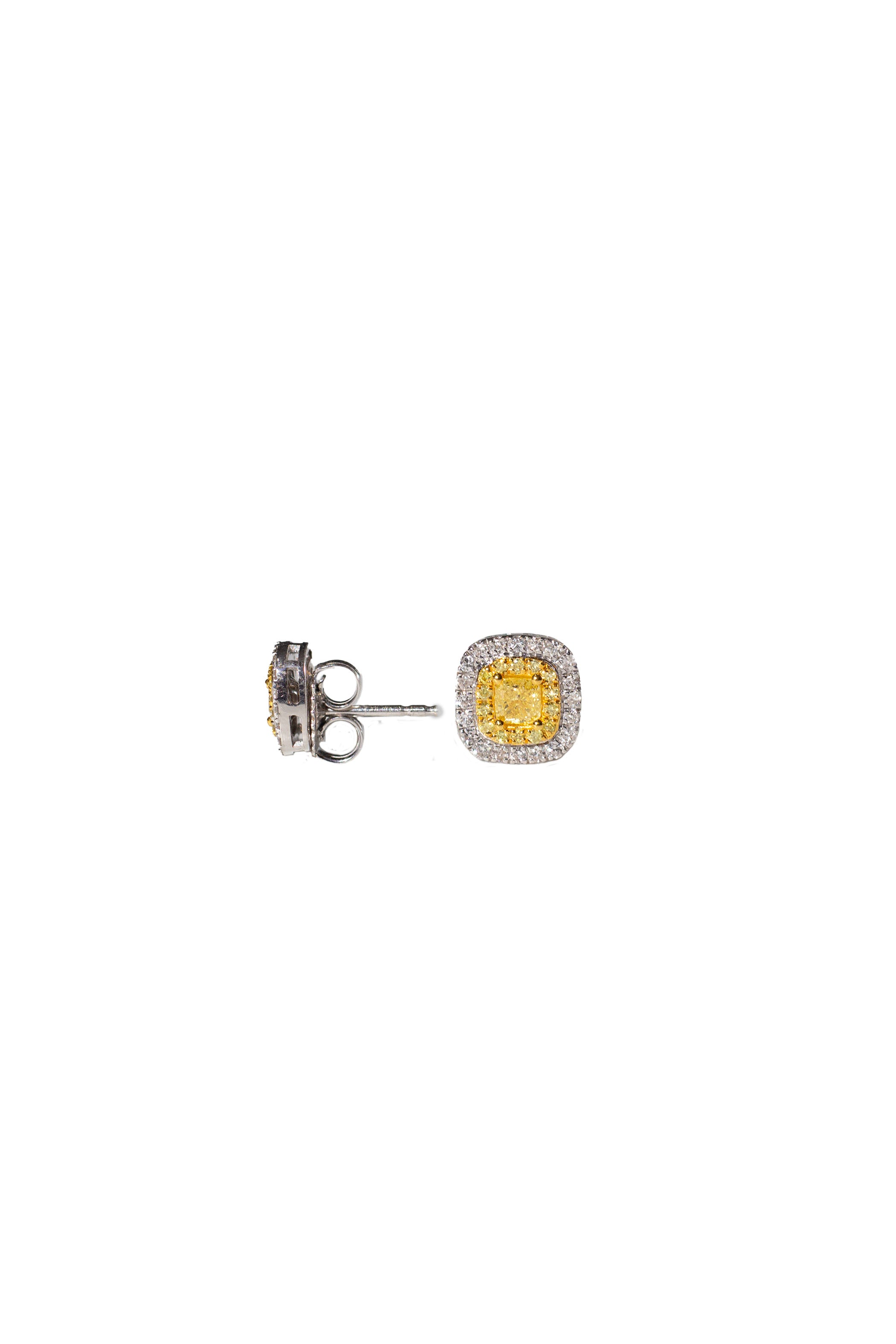 Double Halo Yellow & White Mini Earrings