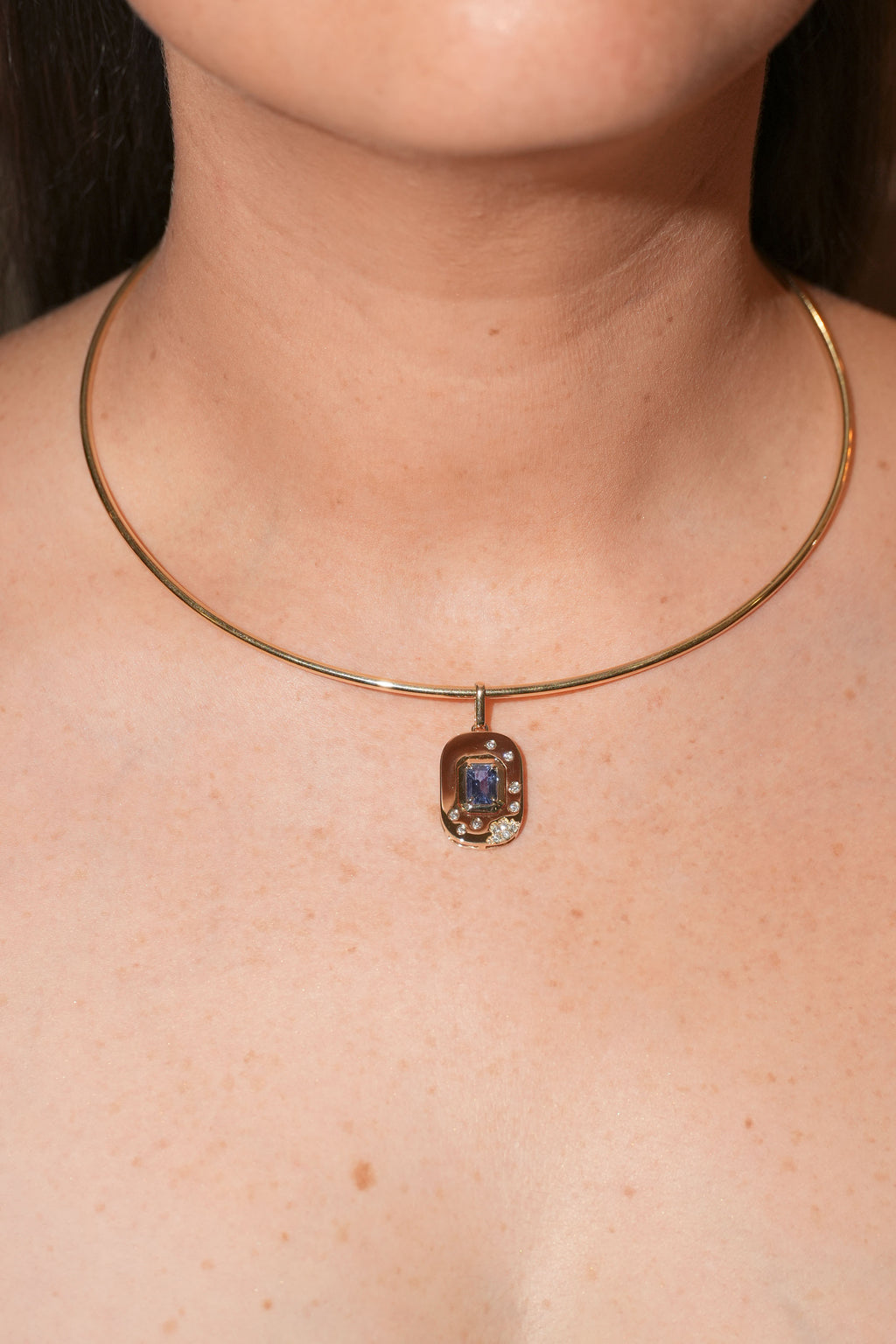 Blue Sapphire & Diamond Tag