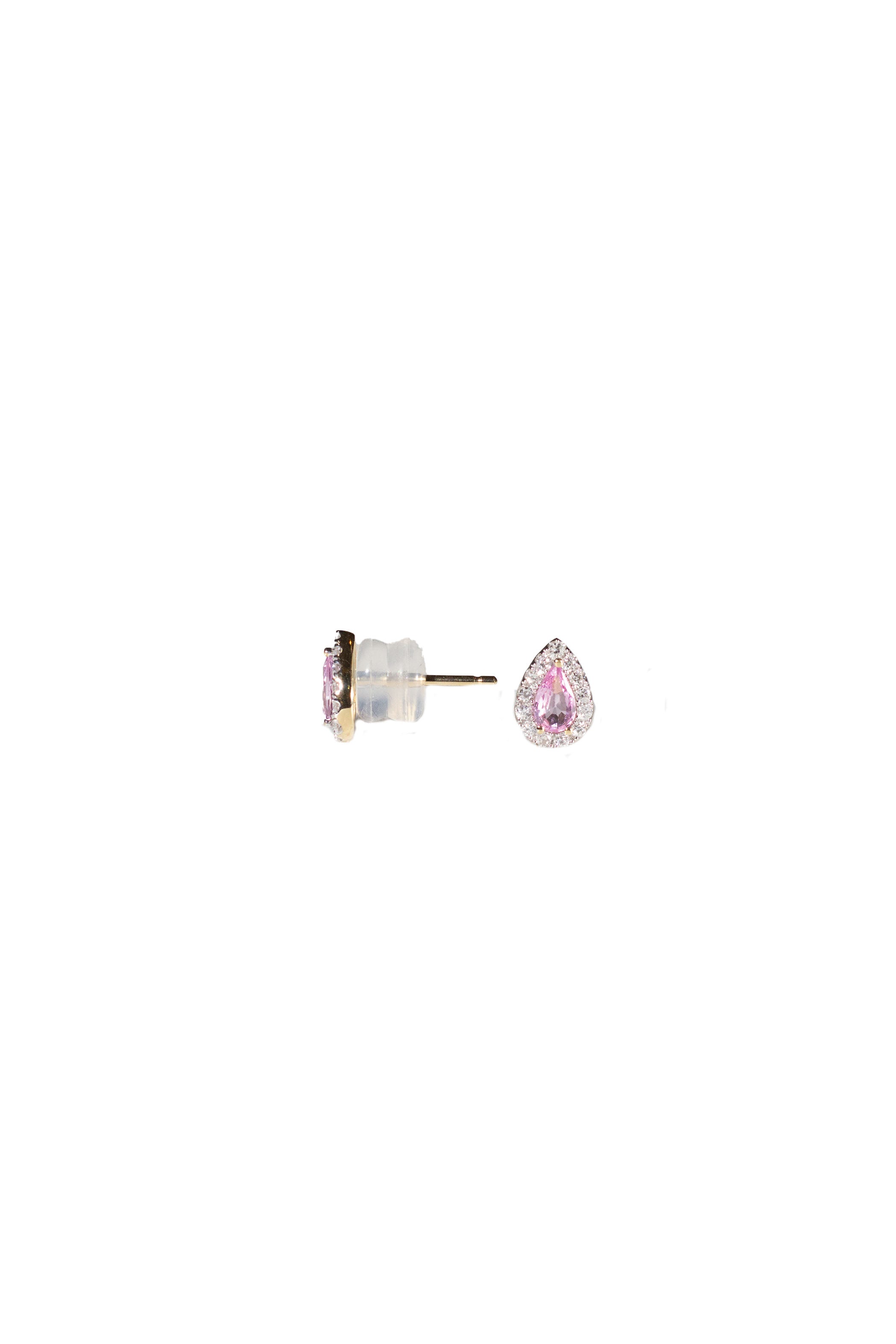 Pink Sapphire Pear Halo Studs Main image