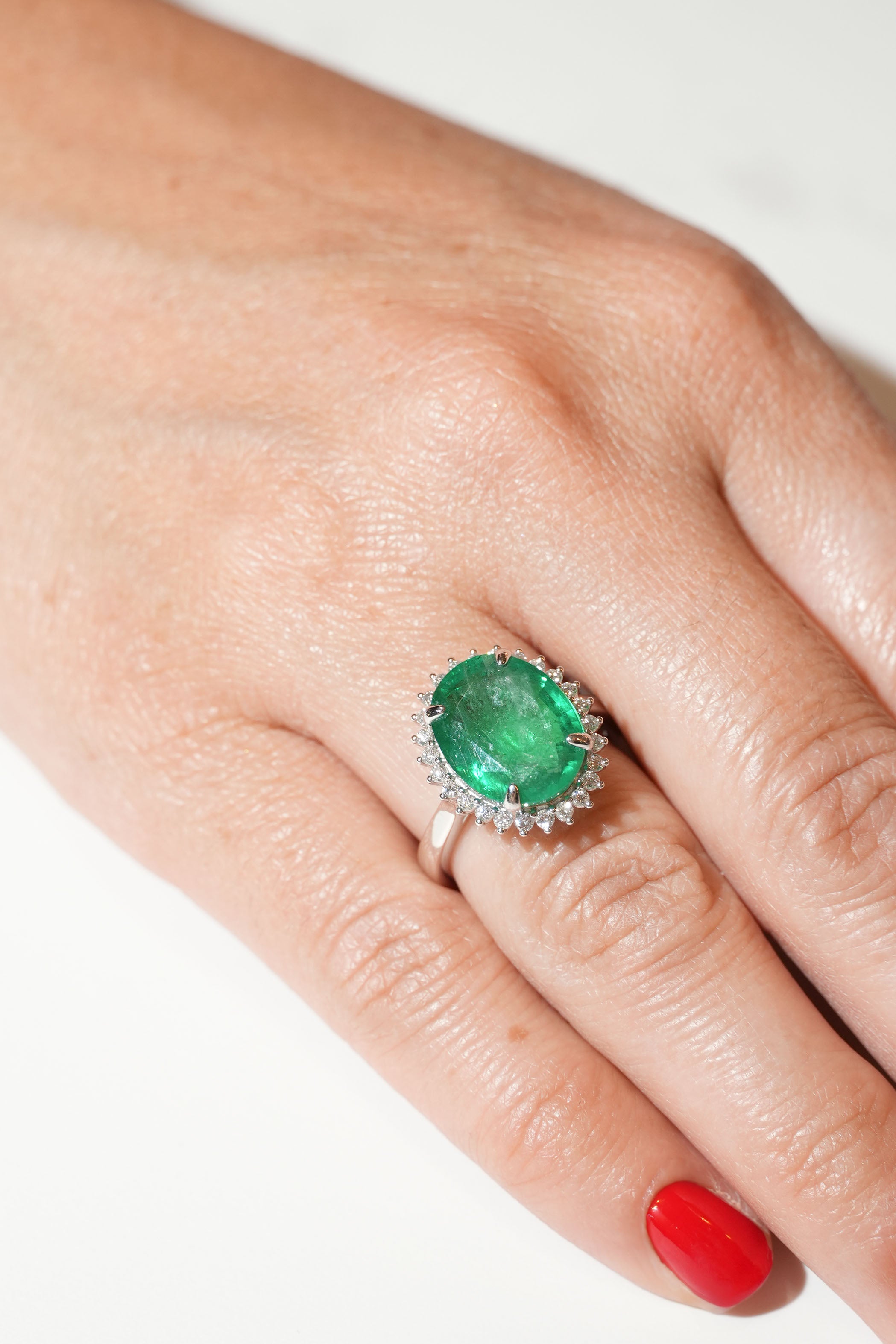 Halo Oval Emerald Ring Secondary image