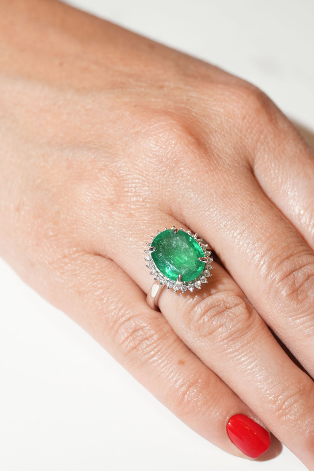 Halo Oval Emerald Ring