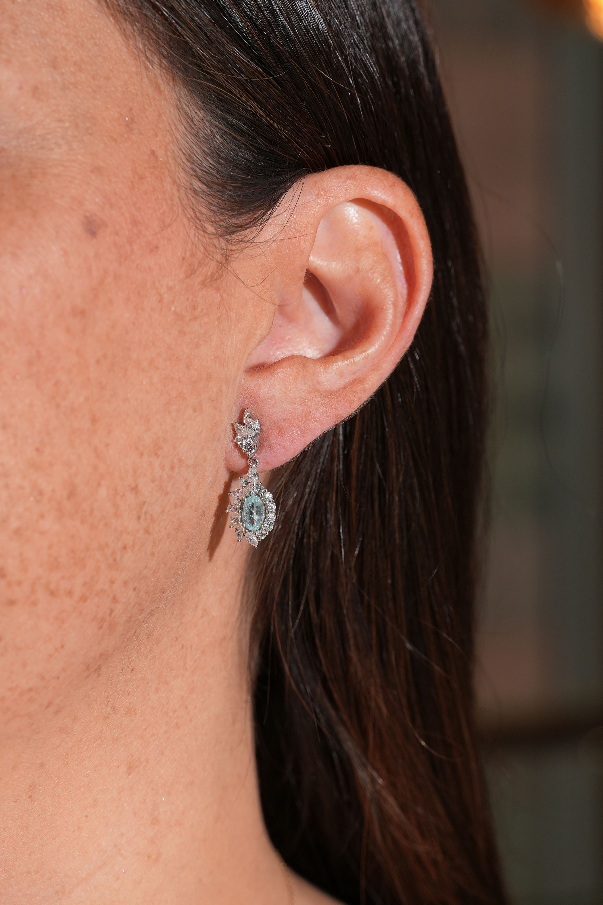 Paraiba Oval Drop Earrings Secondary image