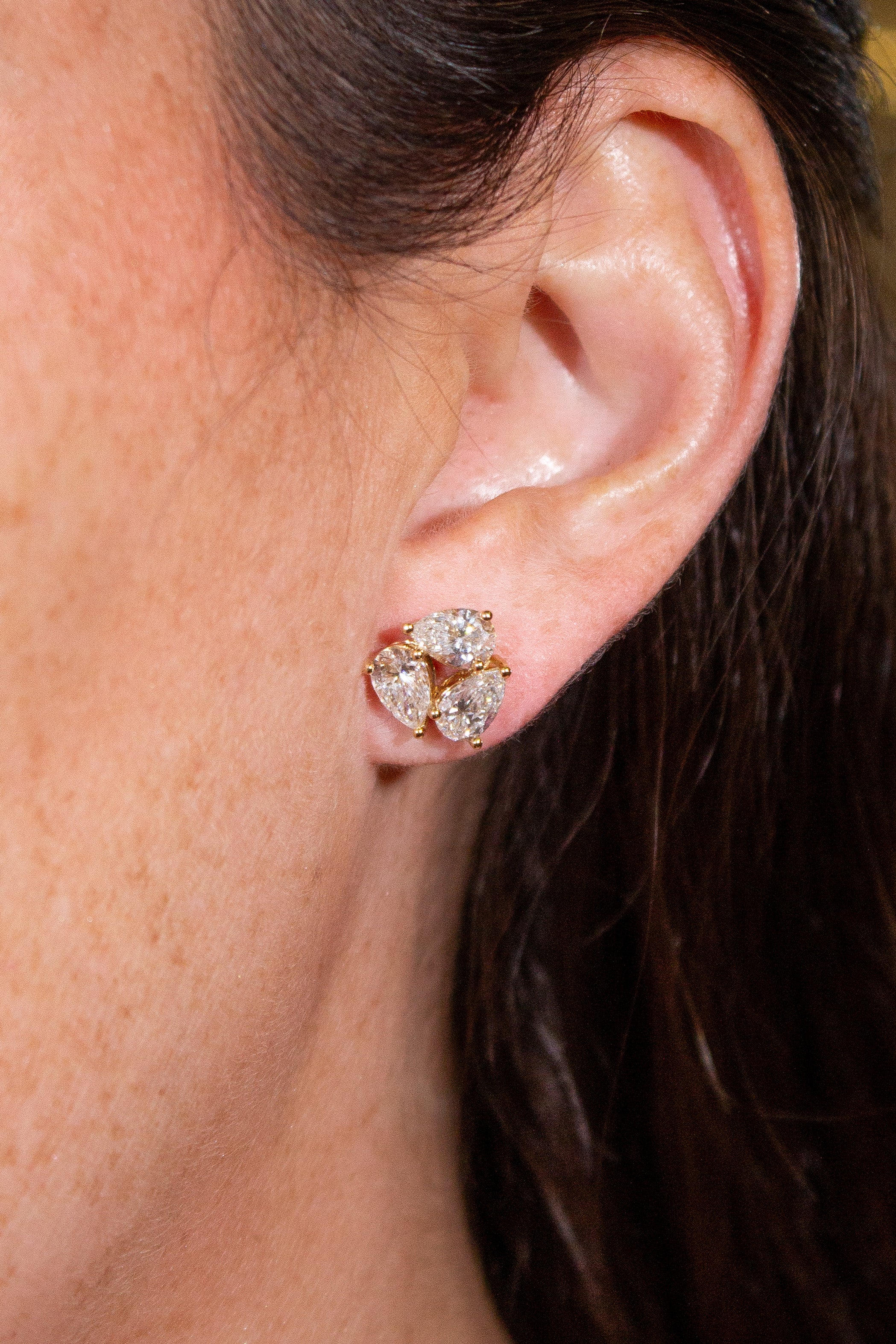Three Pear Shape Earrings