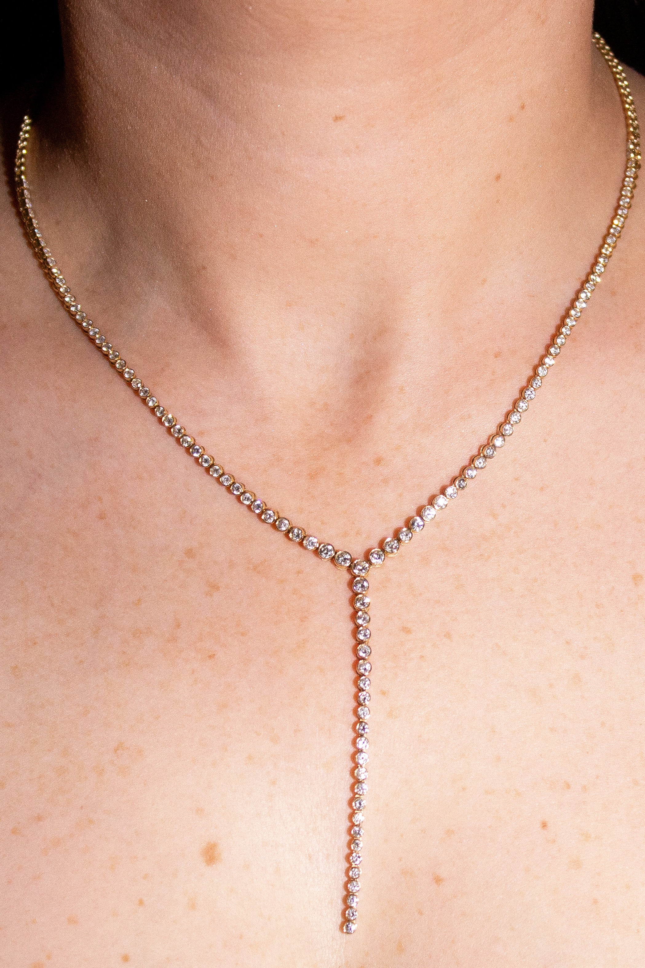 Lariat Bezel Set Diamond Necklace