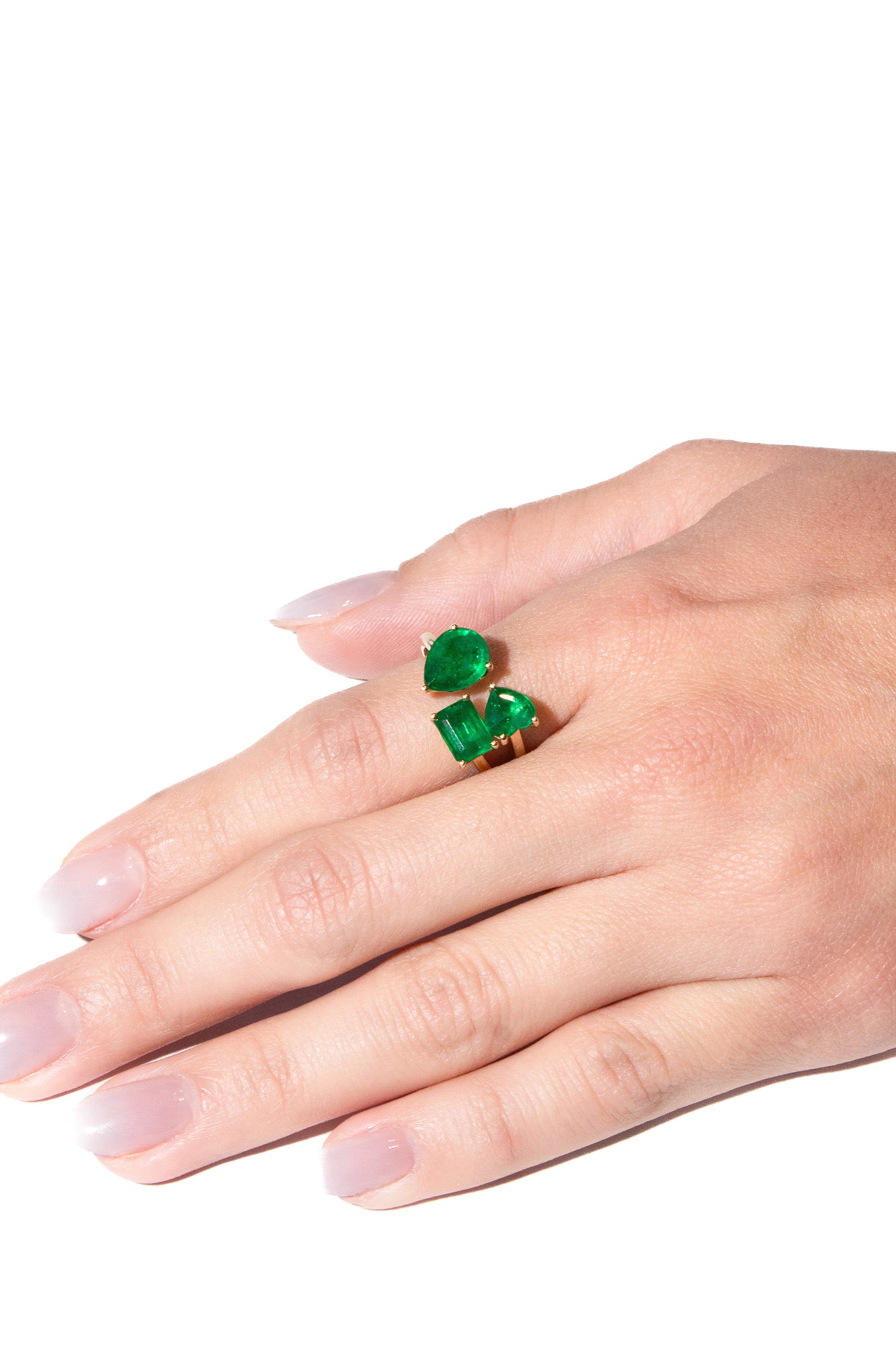 Three Stone Emerald Ring Secondary image