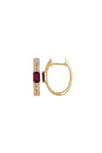 Ruby & Diamonds Oval Hoop Earrings