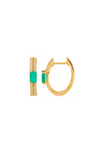 Emerald & Diamonds Oval Hoop Earrings