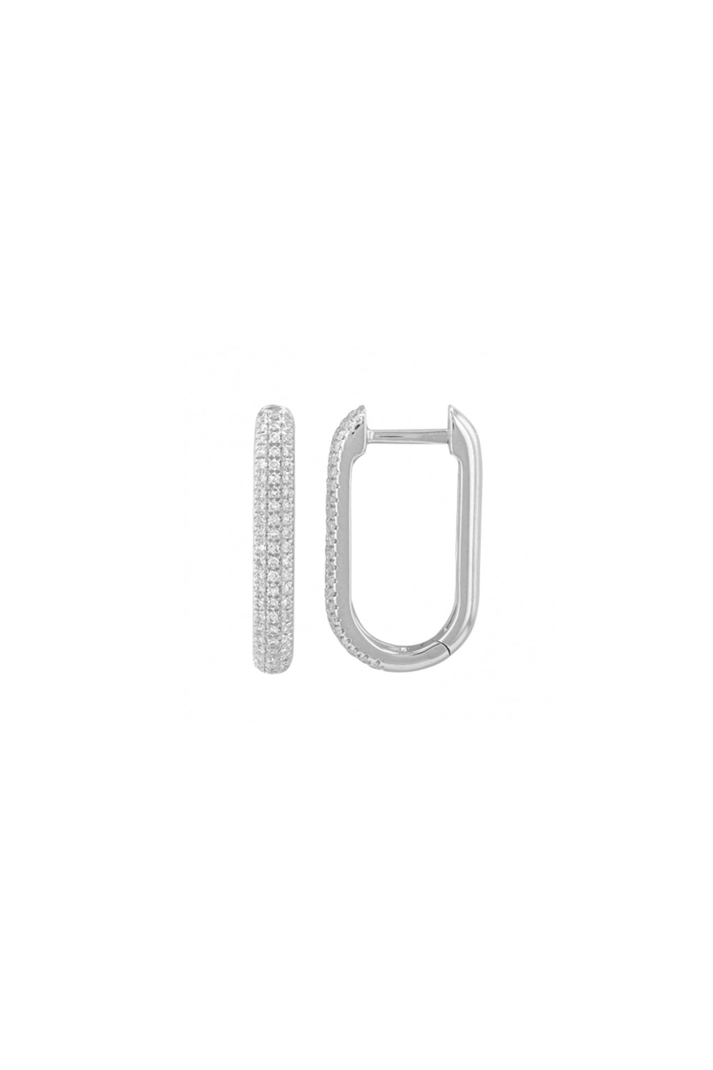 Rectangle Diamomd Huggie Earrings Three Rows
