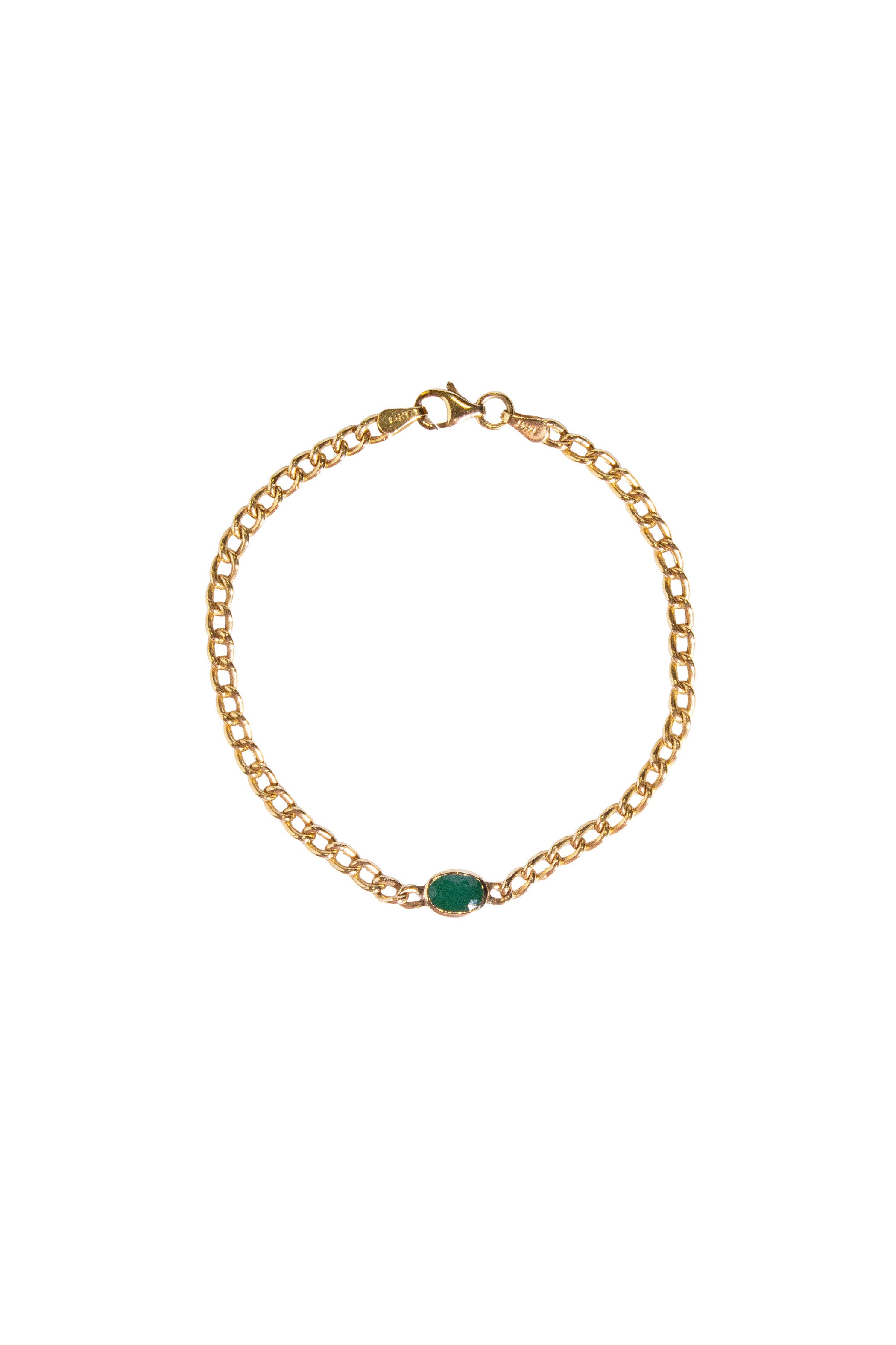 Single Oval Emerald Chain Bracelet Main image