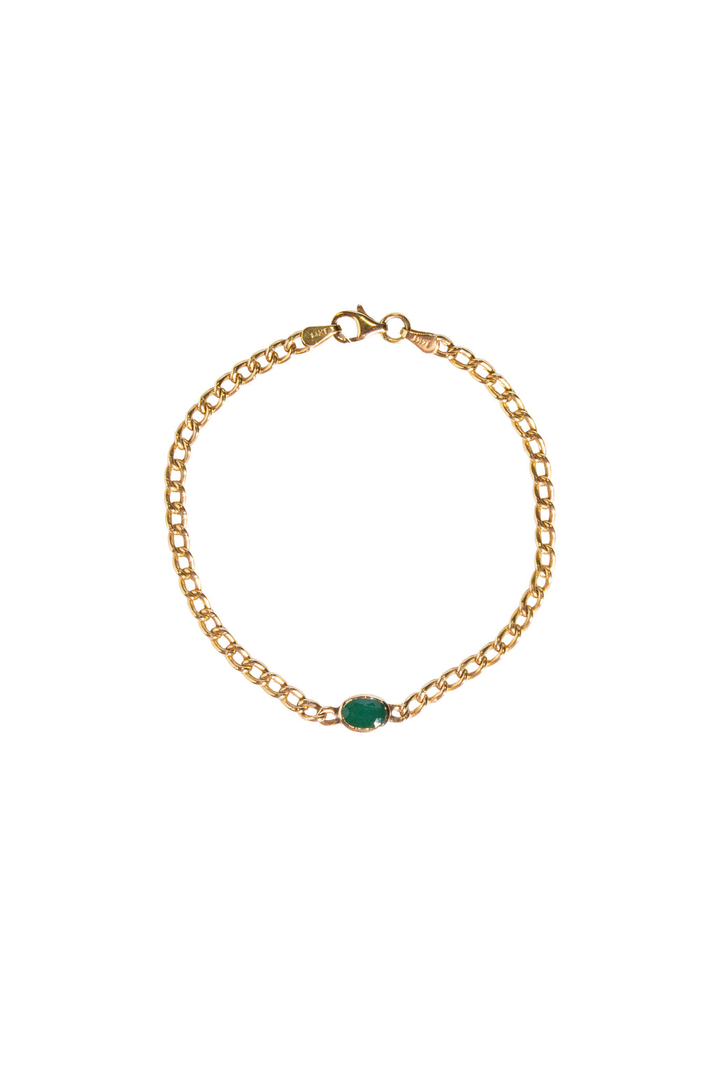 Single Oval Emerald Chain Bracelet