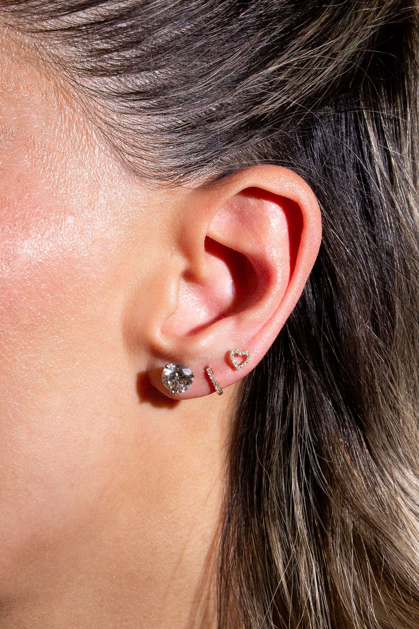 Diamond Mini Round Huggie Earrings Secondary image