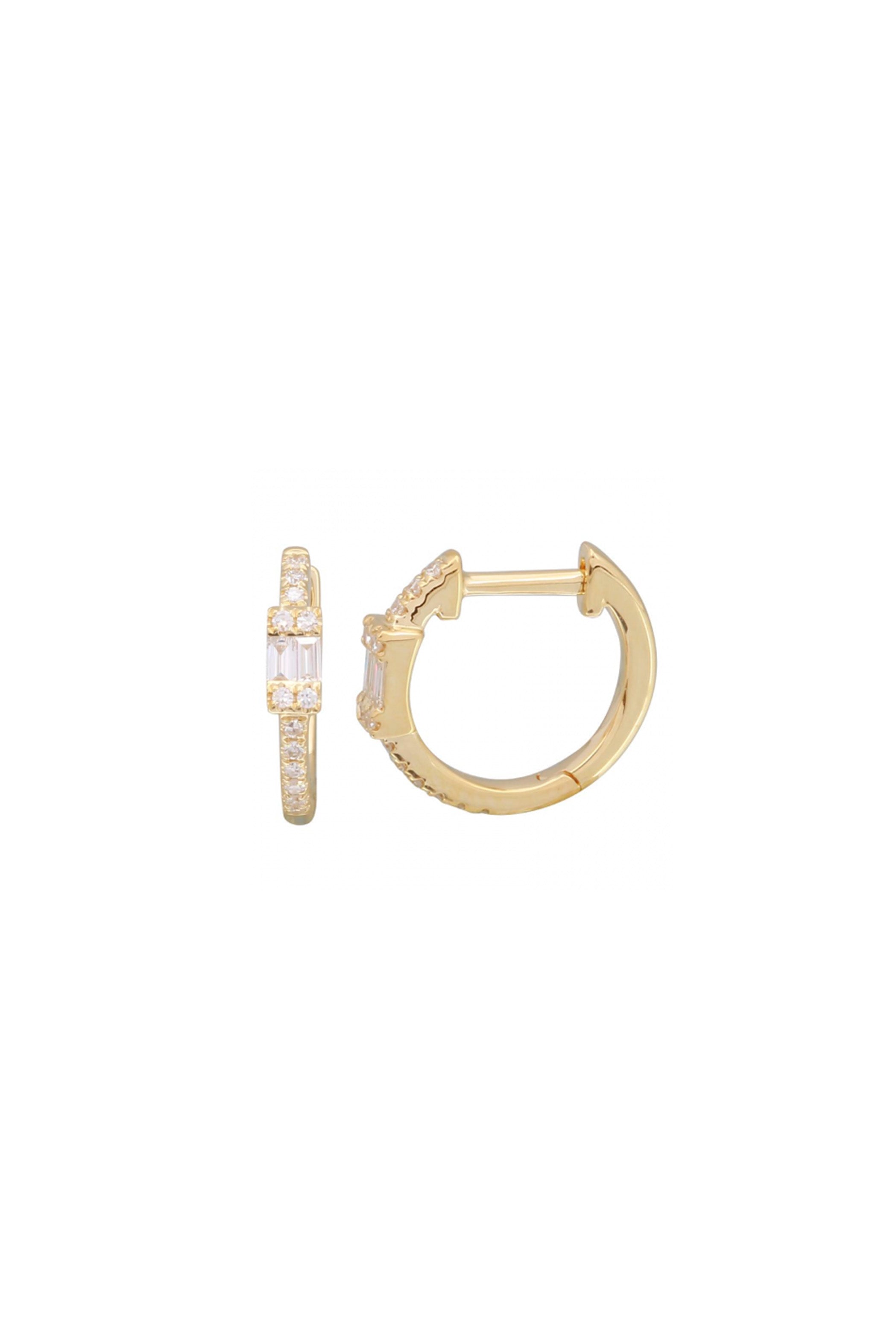 Diamond Illusion Baguette Huggie Earrings Main image