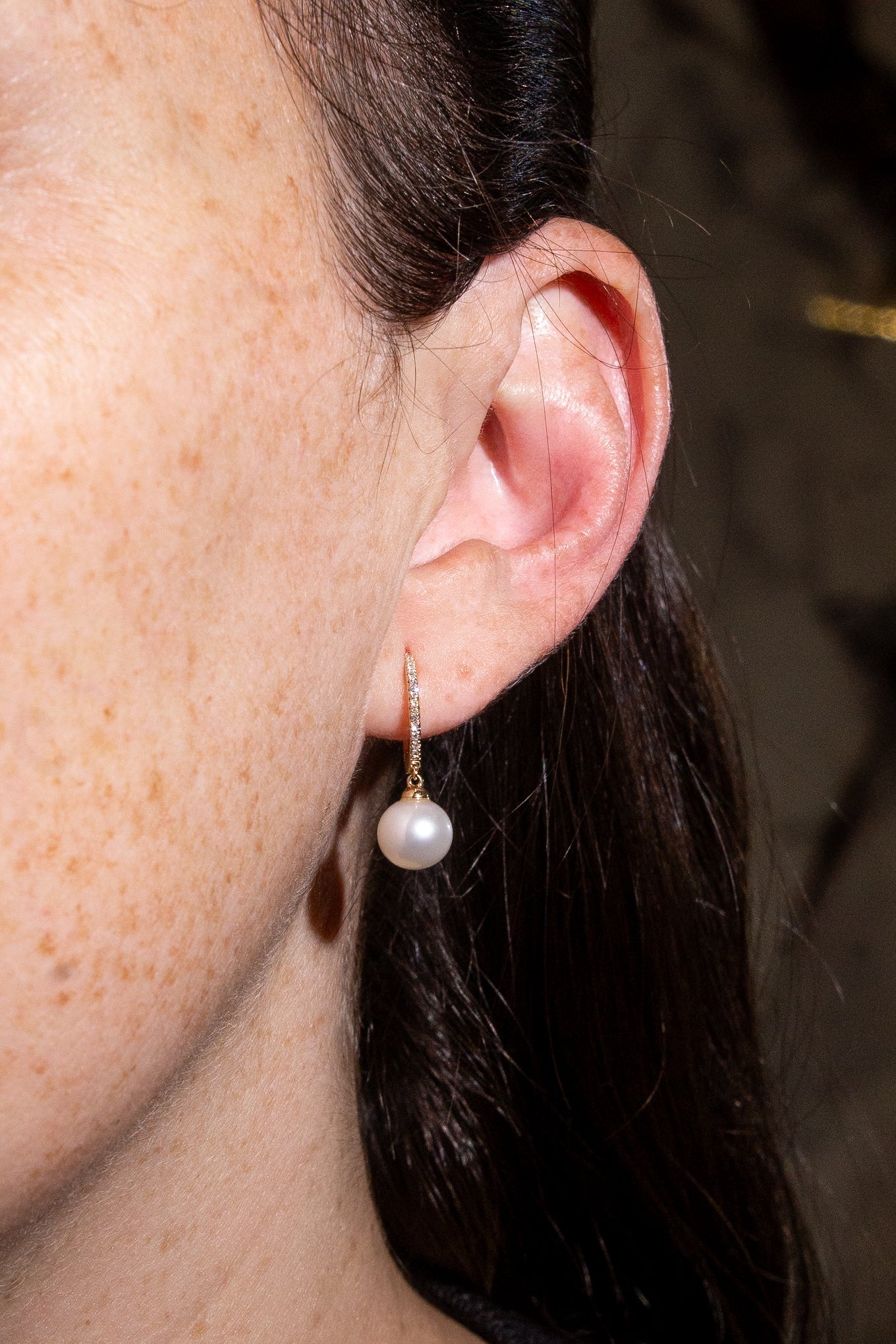 Pearl Huggie Earrings Secondary image