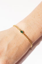 Single Oval Emerald Chain Bracelet
