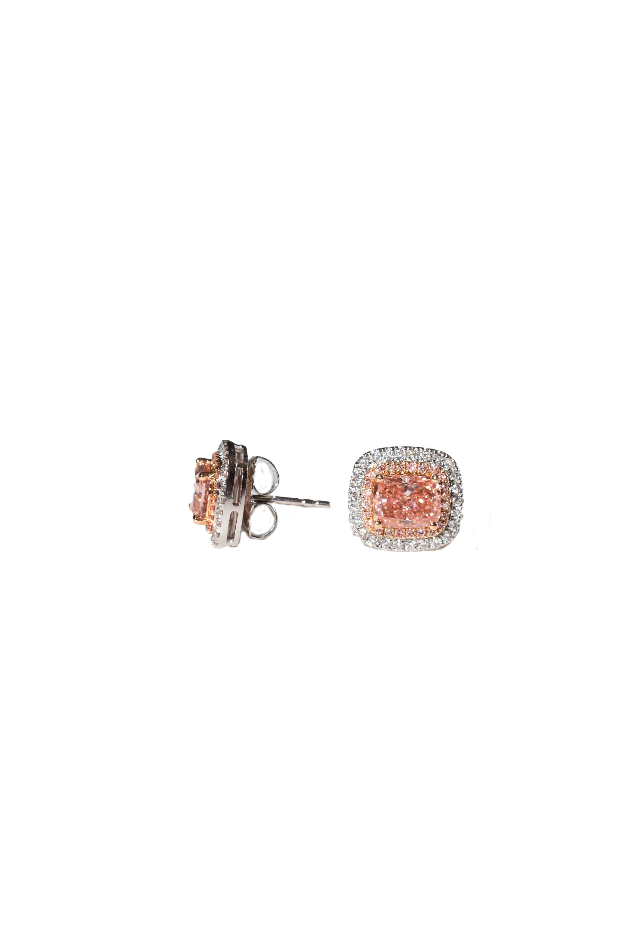 Pink Diamond Double Halo Earrings Main image