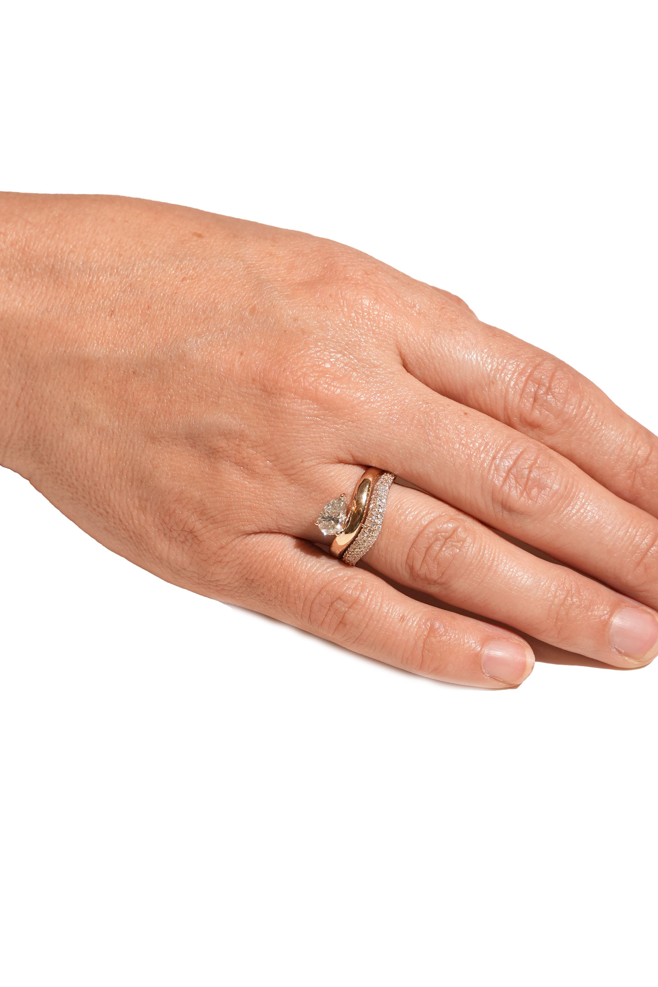 Pear Double Wave Ring