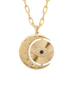 Fluted Moon & Evil Eye Diamond Necklace
