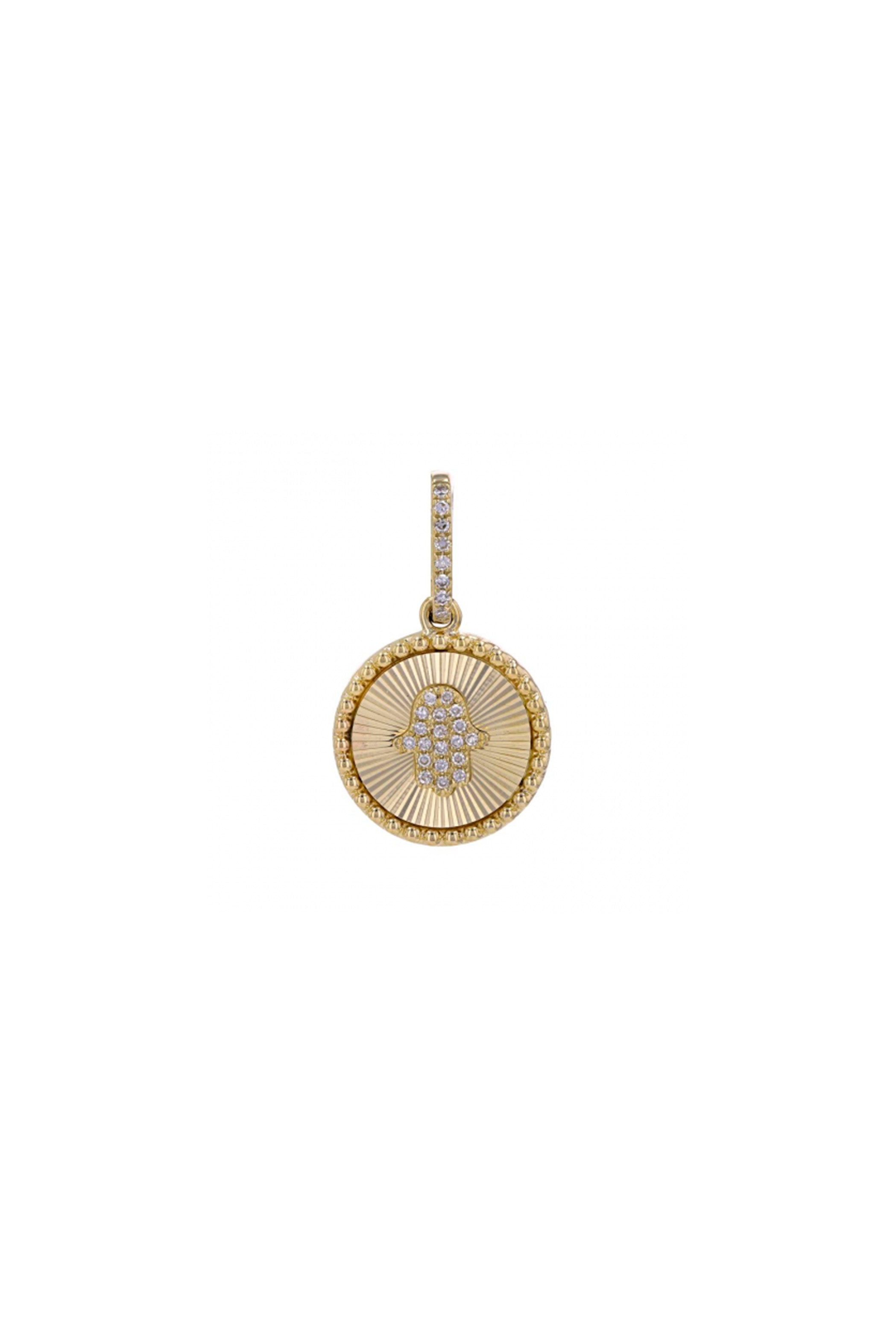 Fluted Diamond Hamsa Diamond Charm