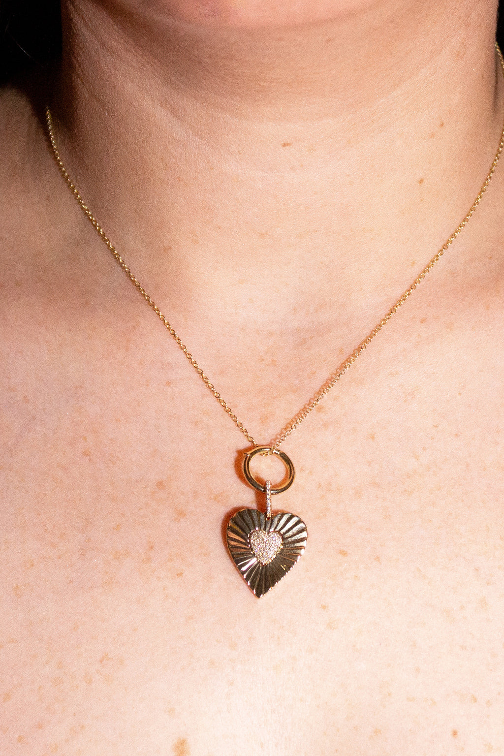 Fluted Heart Diamond Charm