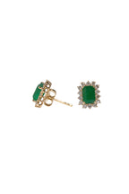 Emerald Step Cut Halo Earrings