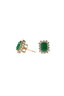 Emerald Step Cut Halo Earrings