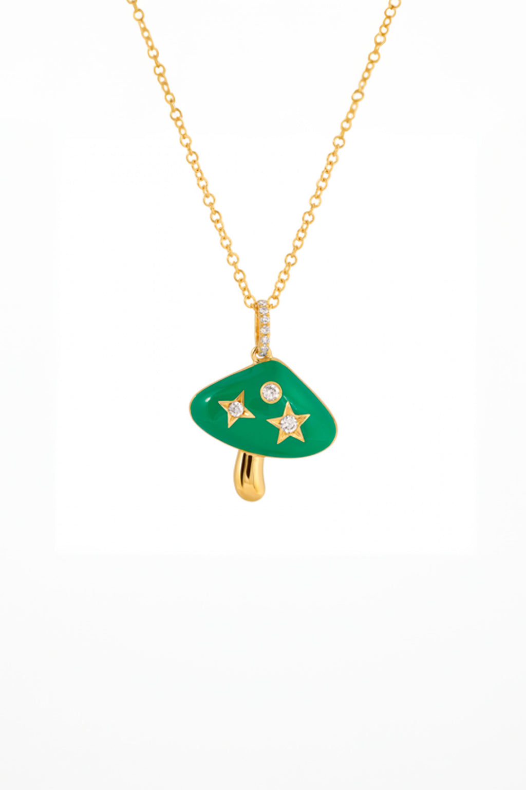 Enamel Mushroom Diamond Necklace