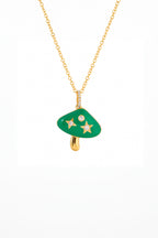 Enamel Mushroom Diamond Necklace