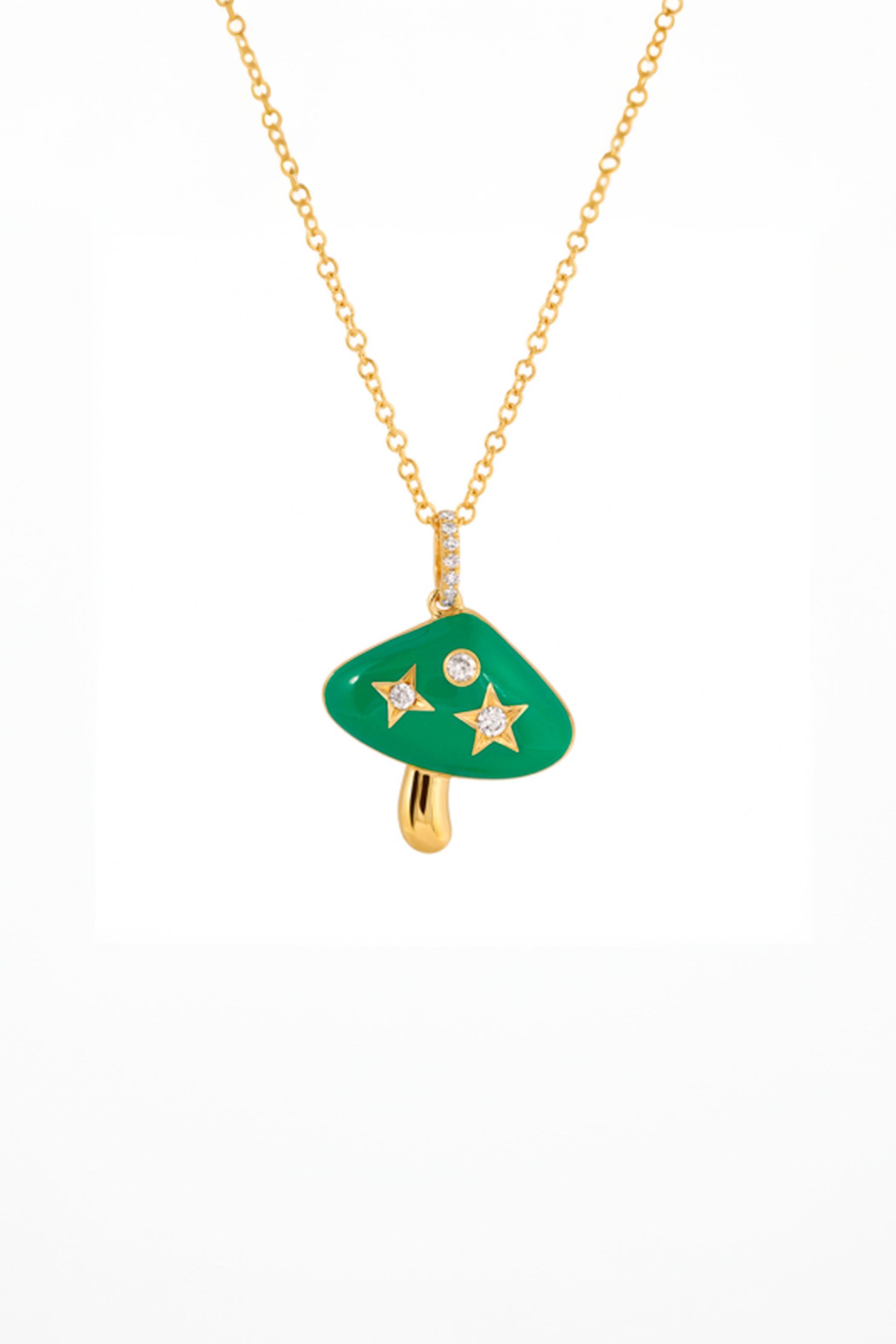 Enamel Mushroom Diamond Necklace