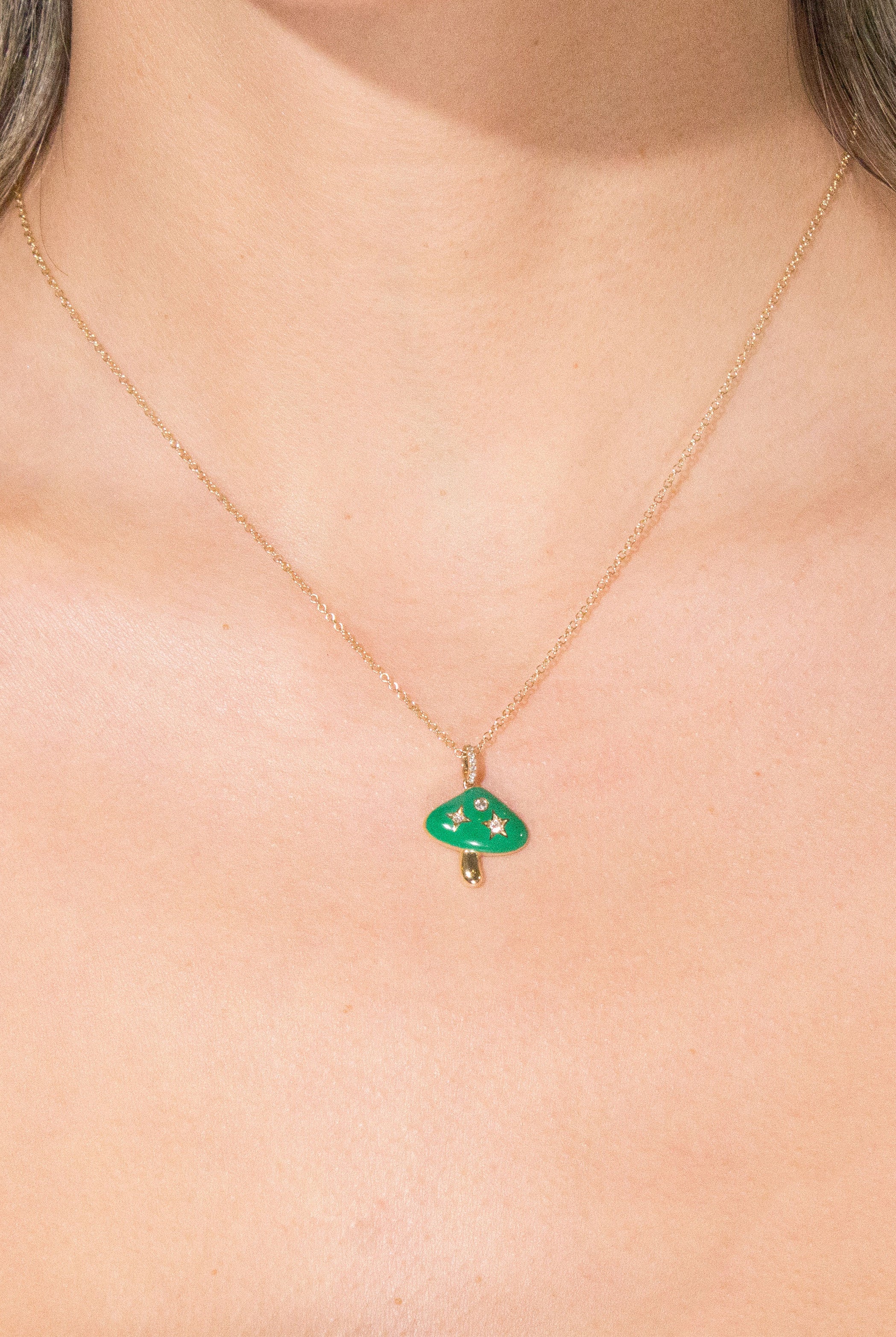 Enamel Mushroom Diamond Necklace Secondary image
