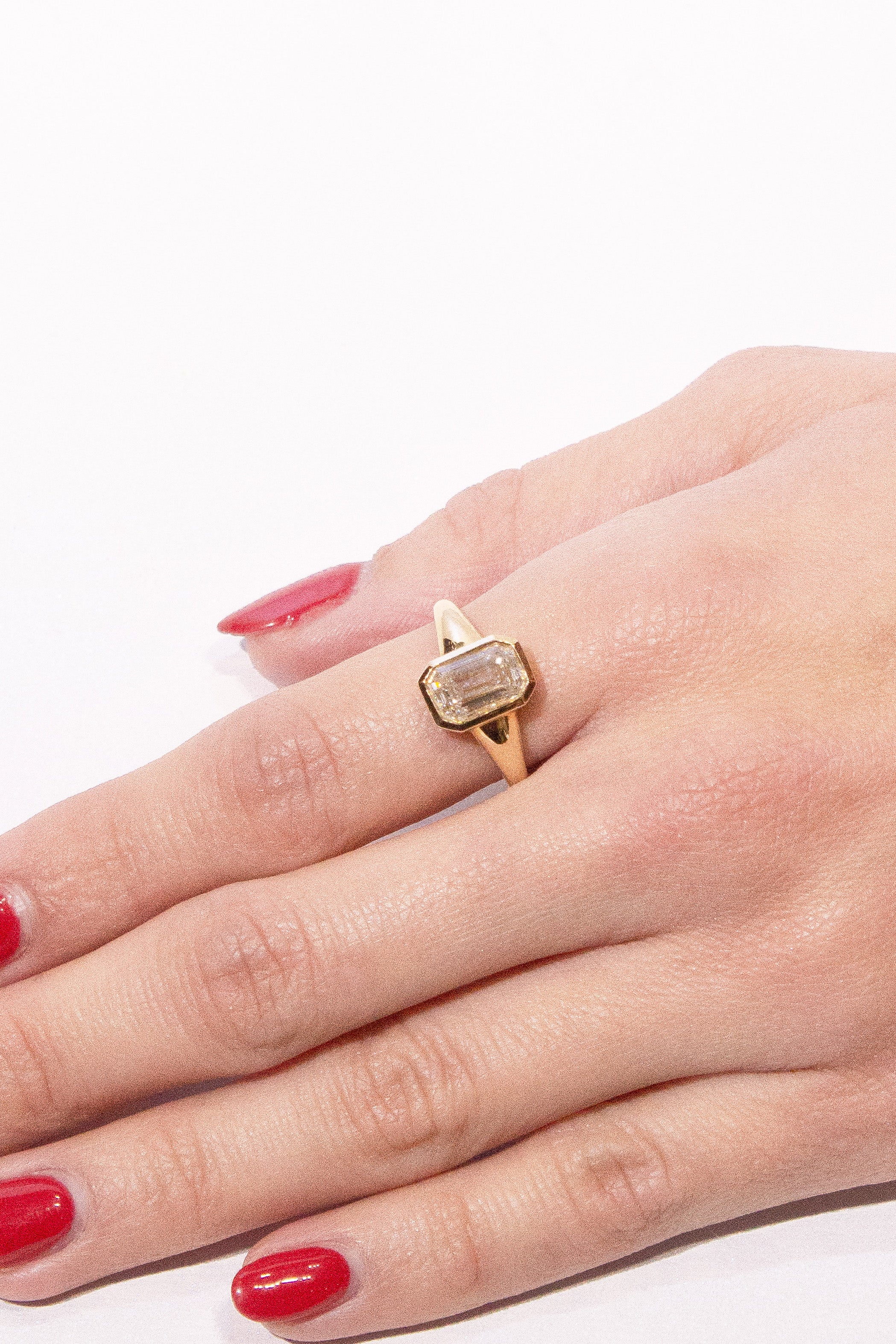 Bezel Set Solitaire Emerald Cut Diamond Ring Secondary image