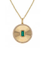 Emerald Cut Green Agate & Diamond Necklace
