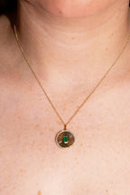 Emerald Cut Green Agate & Diamond Necklace