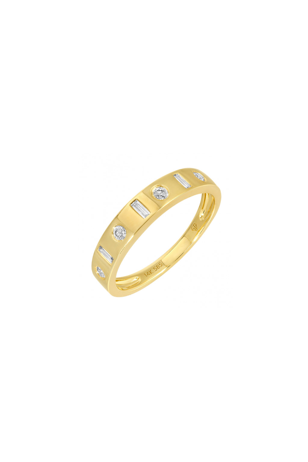 Inlay Baguette & Round Diamong Ring