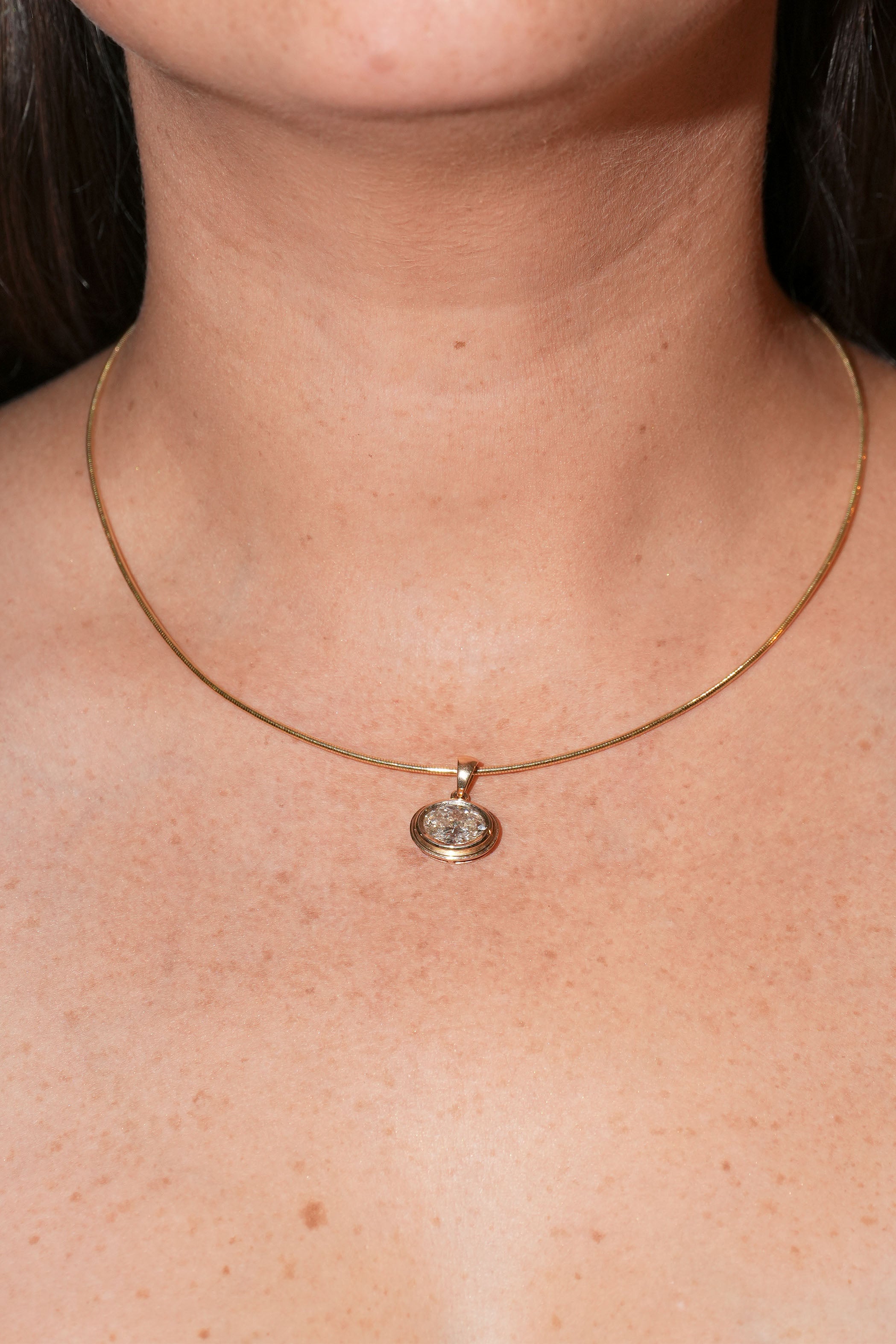 Oval Bezel Set Charm + Omega