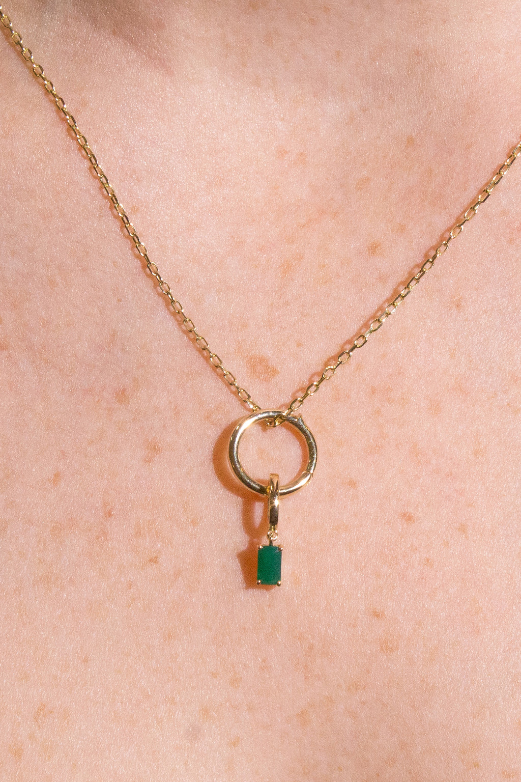 Emerald Cut Green Agate Charm