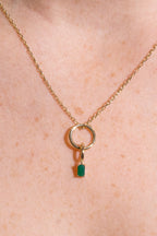 Emerald Cut Green Agate Charm