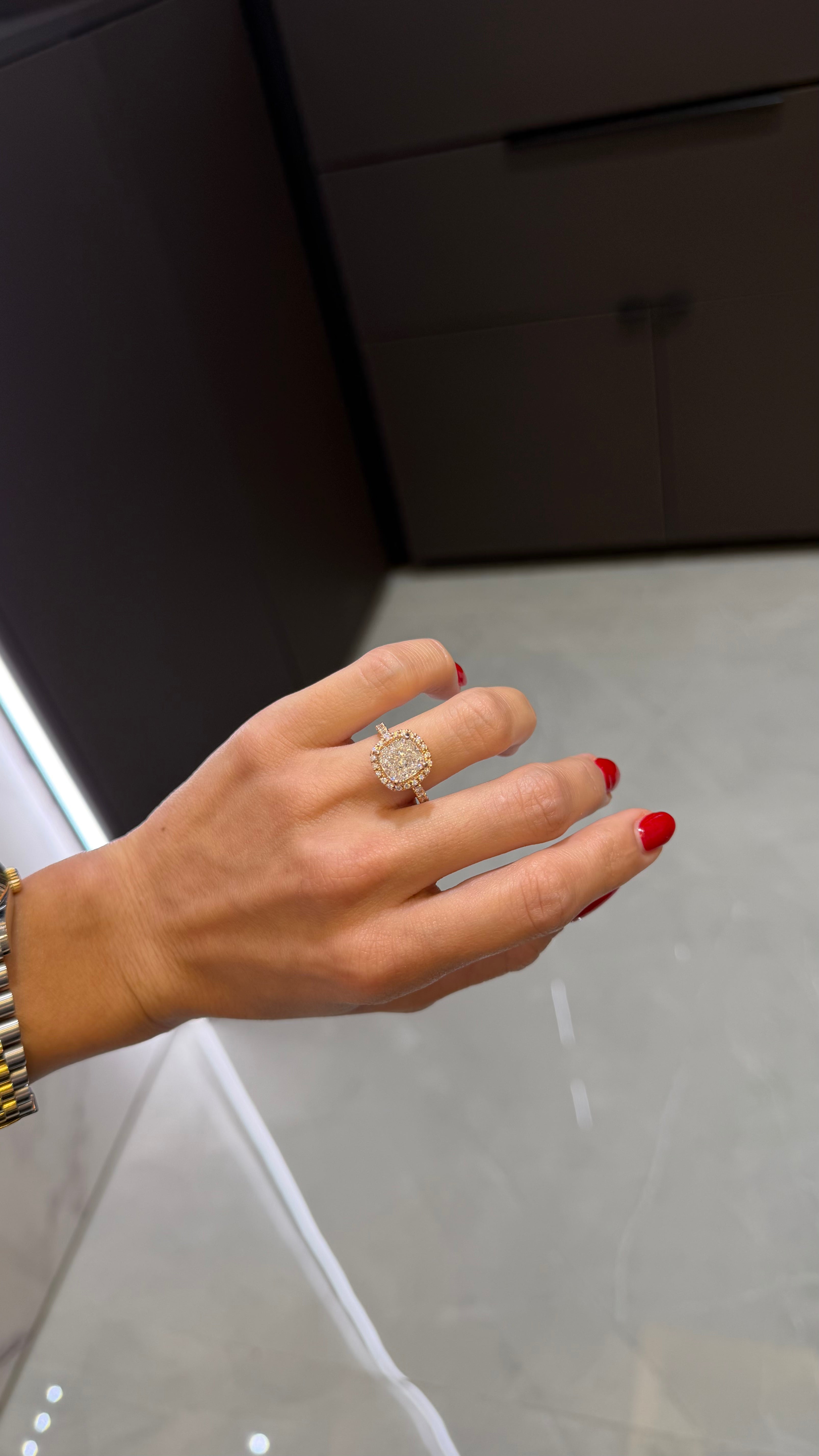 Cushion Halo Style Engagement Ring Secondary image