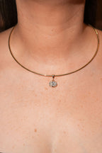 Rigid Gold Necklace + Oval Charm