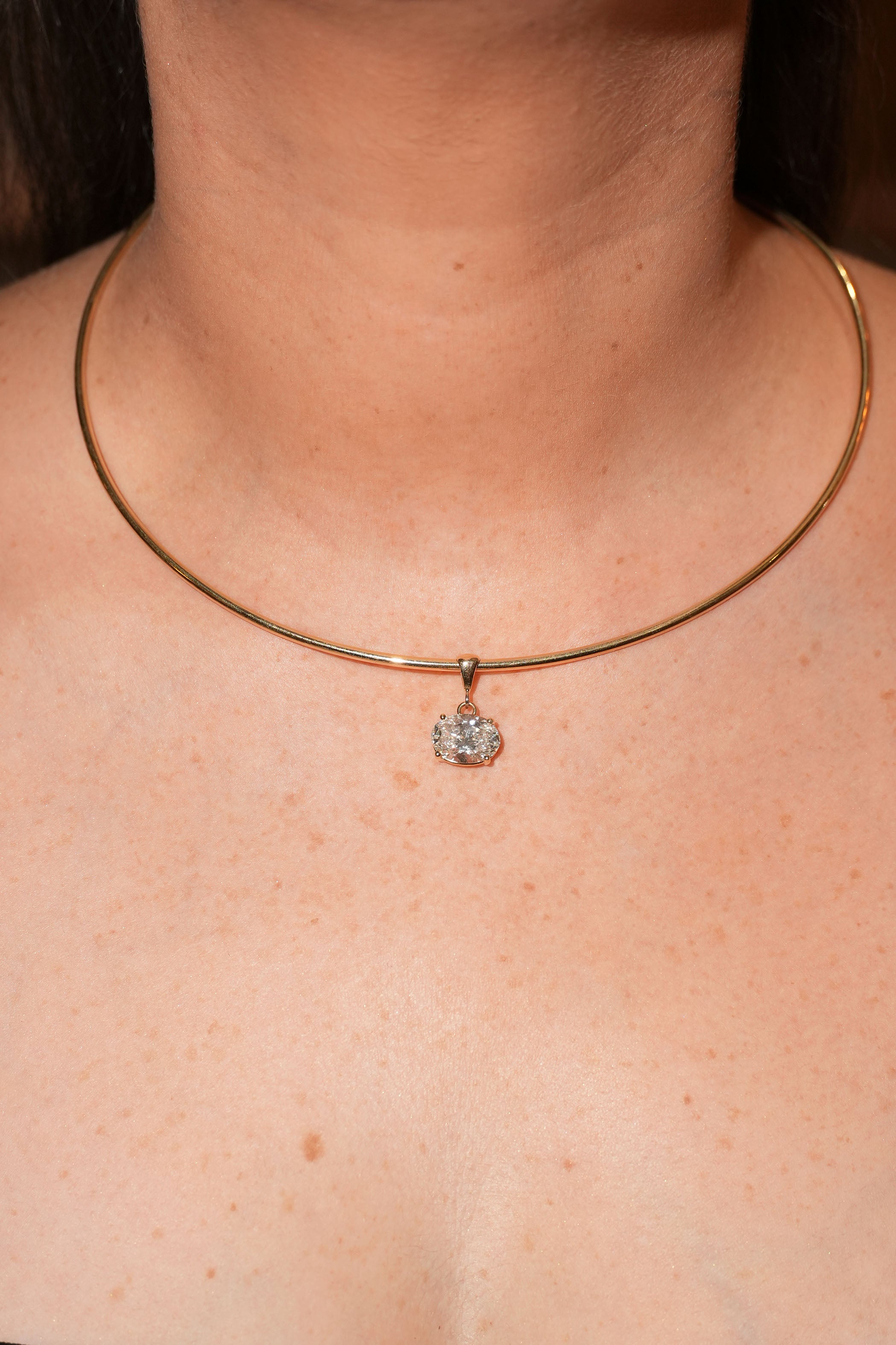Rigid Gold Necklace + Oval Charm